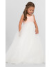 Corded Lace Pleated Chiffon Floor Length Flower Girl Dress